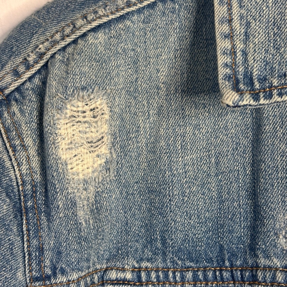 MADEWELL XXS Distressed Jean Jacket Medium Wash Denim C5791 Cotton Trucker - Picture 7 of 10